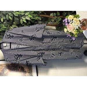 Vintage Traditional Japanese Blue White Long Kimono Yukata Robe